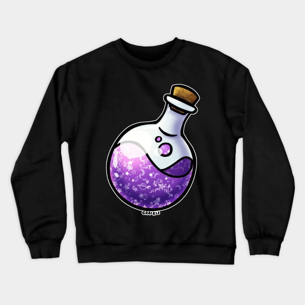 Magenta Whimsical Wizard Potion Crewneck Sweatshirt by Jan Grackle